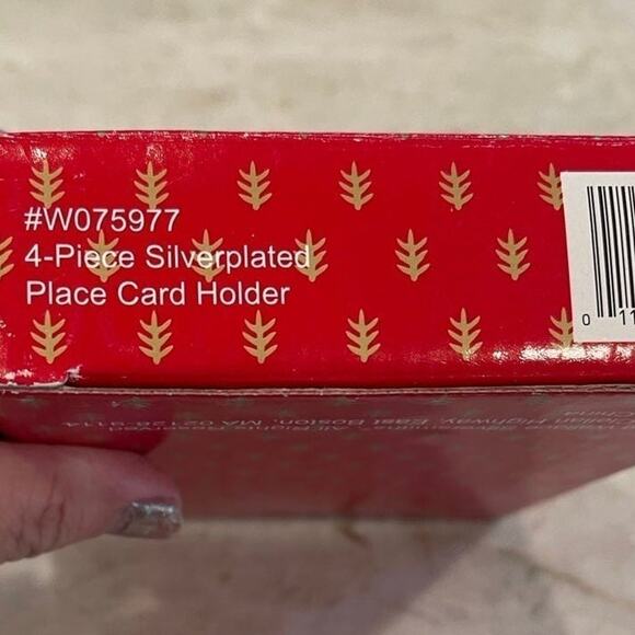 Santa Claus place card holders silver plated set of 4 New in Box - Picture 8 of 8